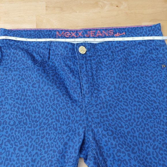 MEXX jeans Amsterdam Mid Rise Women's Cotton Stretch Blue Leopard Print Size30 - Picture 10 of 12